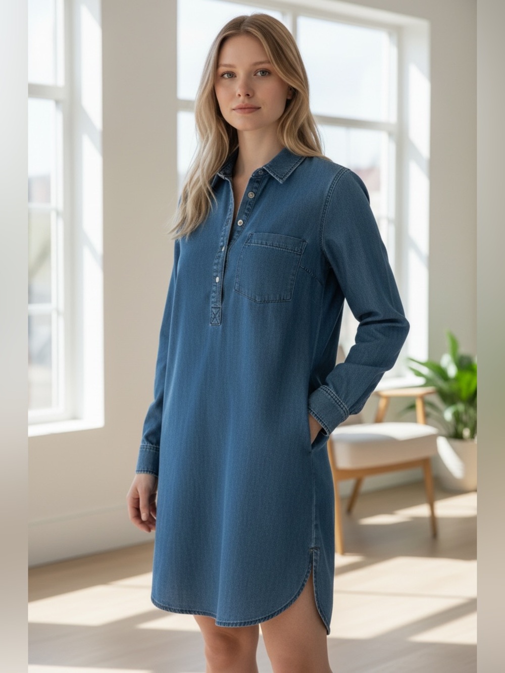 Old Navy Indigo Denim Button-Front Tunic dress